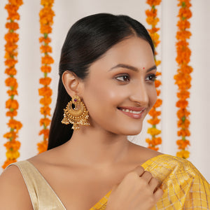 Antique gold stunning chandbali pearl earring