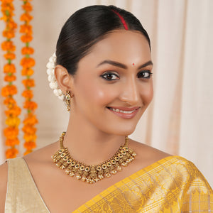 Amazing Antique gold stone ma lakshmi necklace set I Temple Jewellery