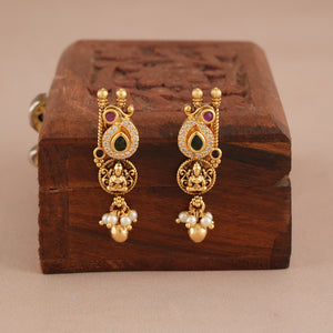Amazing Antique gold stone ma lakshmi necklace set I Temple Jewellery