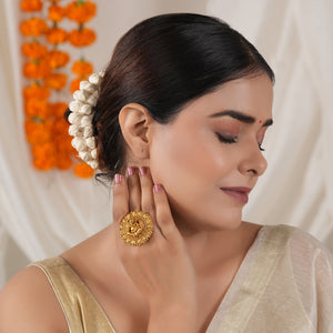 Stunning antique gold ganesh cocktail finger ring I Temple Jewellery