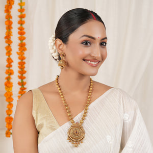 Long antique gold traditional necklace set