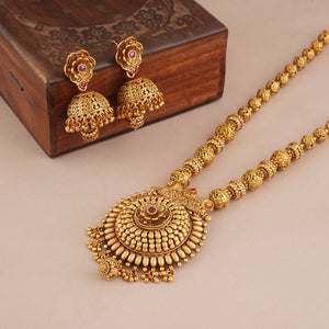 Long antique gold traditional necklace set