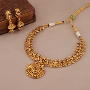 Stunning antique gold plated lord ganesh necklace set I Temple Jewellery