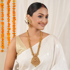 Long antique gold ma Lakshmi traditional necklace set