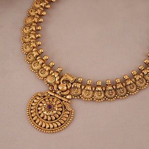 Stunning antique gold plated lord ganesh necklace set I Temple Jewellery