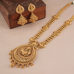 Long antique gold ma Lakshmi traditional necklace set