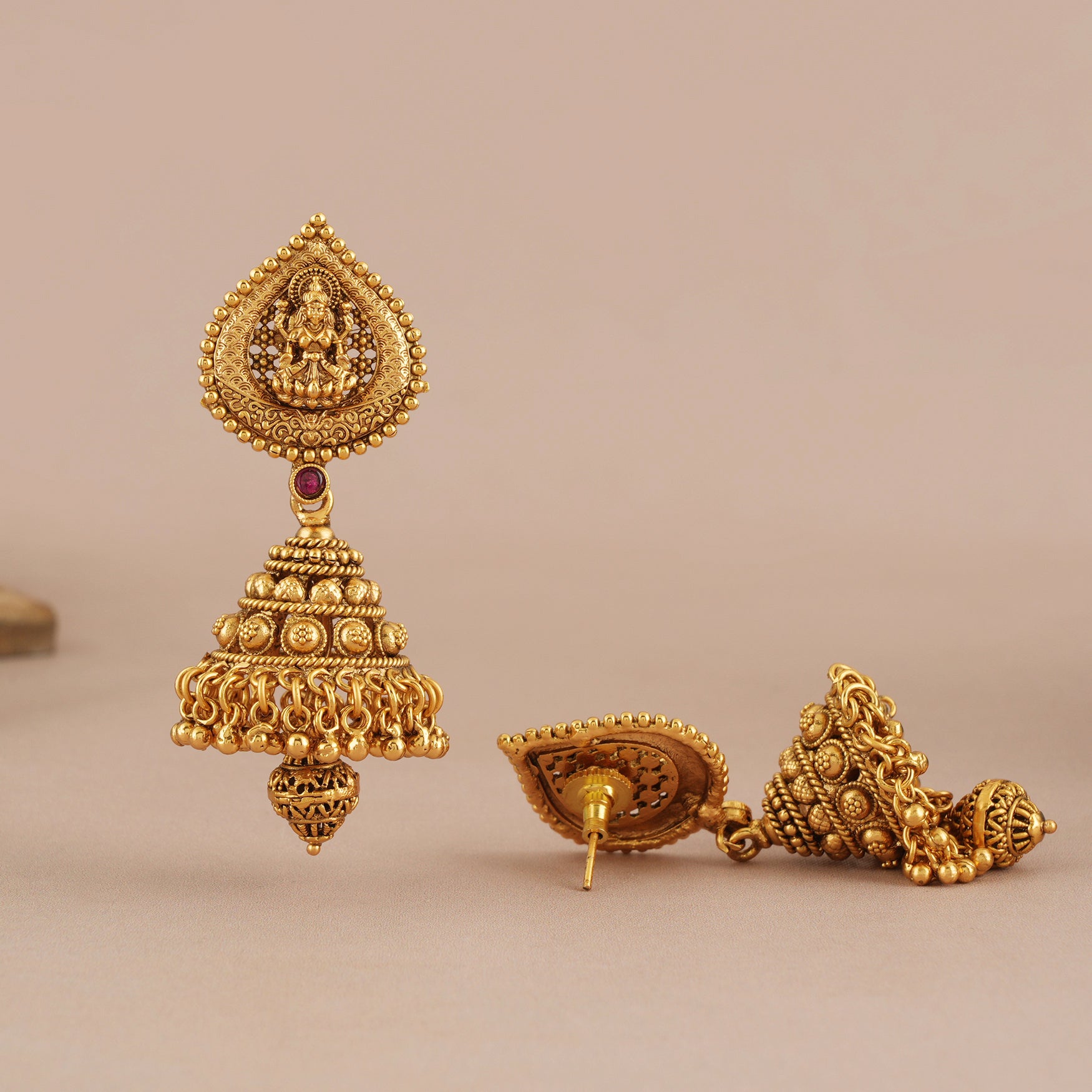 Long antique gold ma Lakshmi traditional necklace set