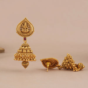 Long antique gold ma Lakshmi traditional necklace set