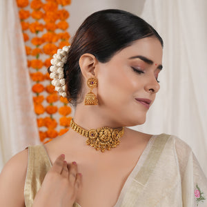 Stunning antique gold lord ganesha choker set I Temple Jewellery