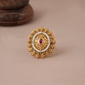 Stunning antique gold adjustable finger ring for women