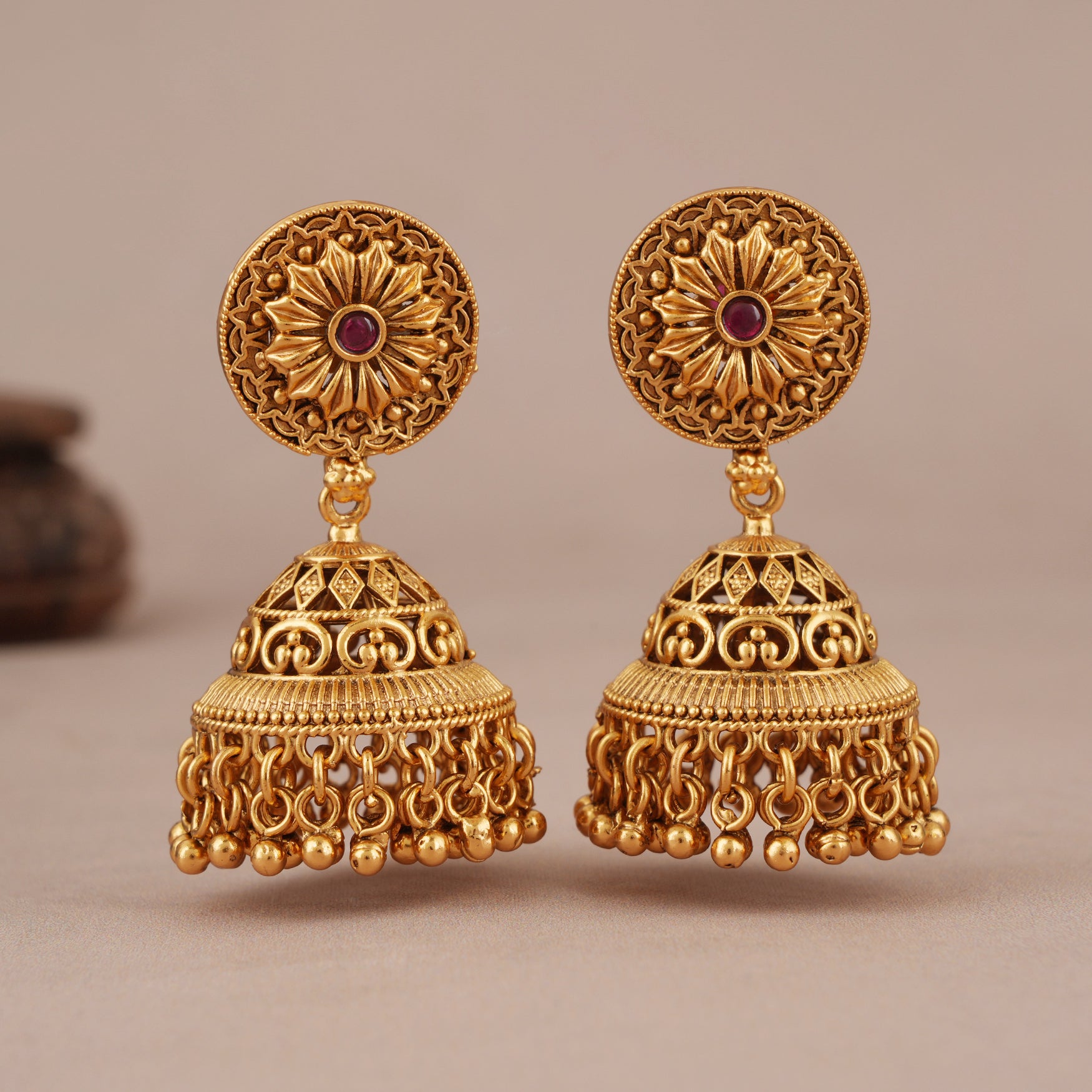Beautiful antique gold stone ganesh  choker set I Temple Jewellery