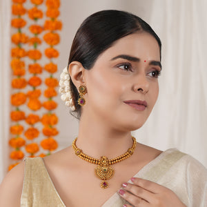 Stunning antique gold lord ganesh necklace set ITemple Jewellery