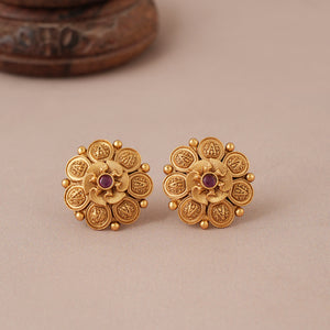 Beautiful antique gold ruby stone traditional stud earring