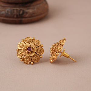 Beautiful antique gold ruby stone traditional stud earring