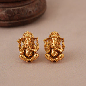Beautiful antique gold plain lord ganesha pendant set I Temple Jewellery