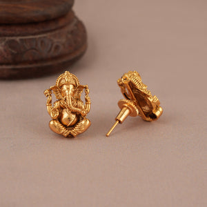 Beautiful antique gold plain lord ganesha pendant set I Temple Jewellery