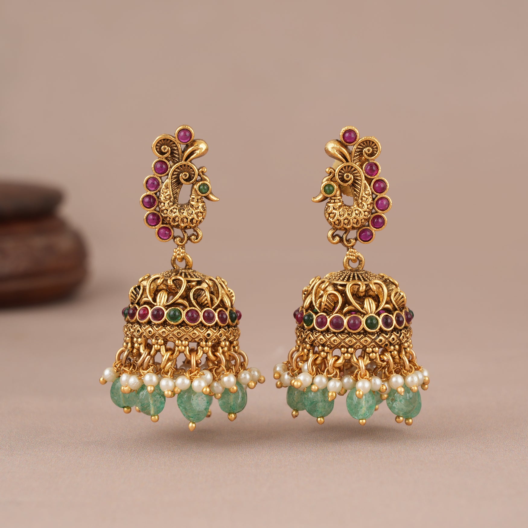 Beautiful antique gold ma lakshmi kemp necklace set I Temple jewellery