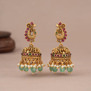 Beautiful antique gold ma lakshmi kemp necklace set I Temple jewellery