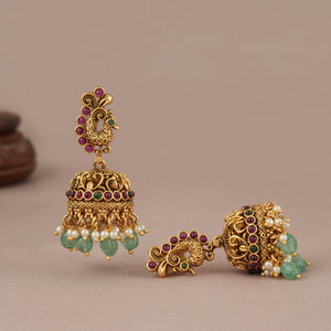 Beautiful antique gold ma lakshmi kemp necklace set I Temple jewellery