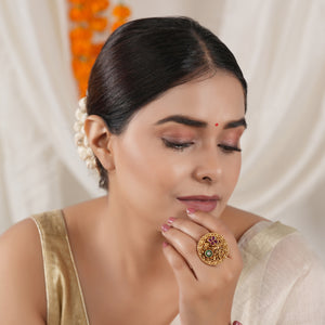 Beautiful antique gold stone finger ring for women