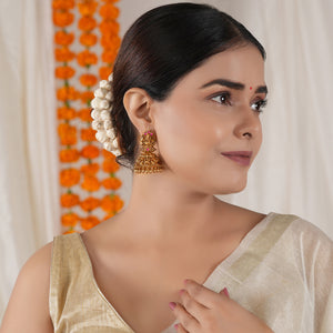 Beautiful antique gold ma laskhmi jhumka earring I Temple Jewelry