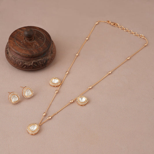 Long gold plated kundan pendant set