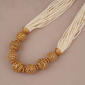 Beautiful antique gold pearl mala necklace set