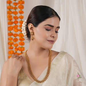 Long antique gold plated  traditional necklace set