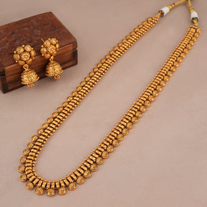 Long antique gold plated  traditional necklace set