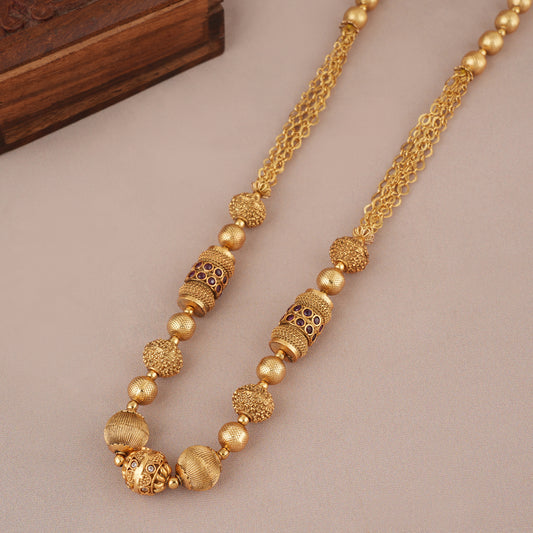 Beautiful stone antique gold mala necklace