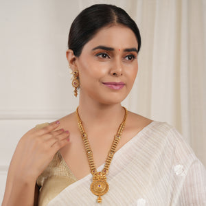 Beautiful antique gold long traditional necklace set