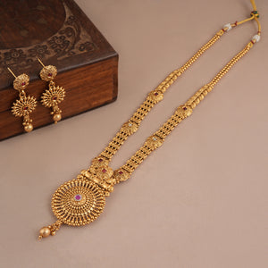 Beautiful antique gold long traditional necklace set