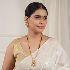 Beautiful Long antique gold stone mangalsutra set