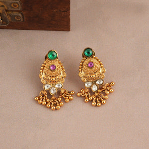 Beautiful Long antique gold stone mangalsutra set