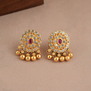 Stunning antique gold stone studded necklace set