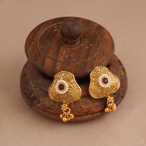 Stunning antique gold plated long stone mangalsutra set