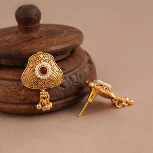 Stunning antique gold plated long stone mangalsutra set