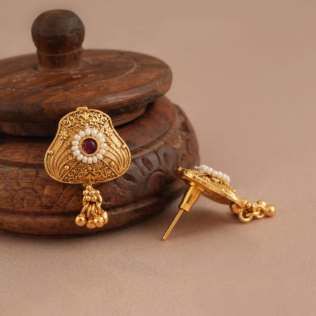 Stunning antique gold plated long stone mangalsutra set