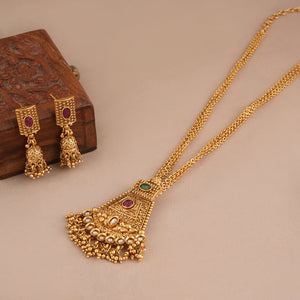 Long antique gold stunning pendant set