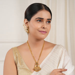 Long antique gold stunning pendant set