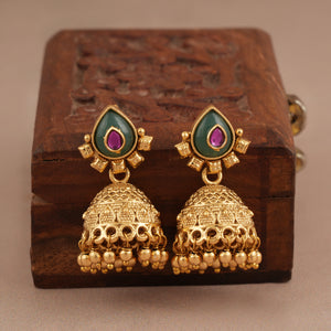 Long antique gold stone stunning mangalsutra set