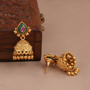 Long antique gold stone stunning mangalsutra set