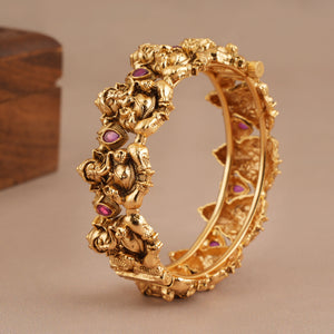 Auspicious antique gold ganesh maharaaj kada I Temple Jewellery