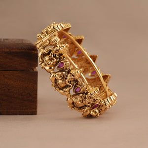 Auspicious antique gold ganesh maharaaj kada I Temple Jewellery