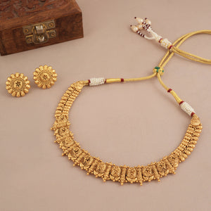 Stunning intricate antique gold plain necklace set