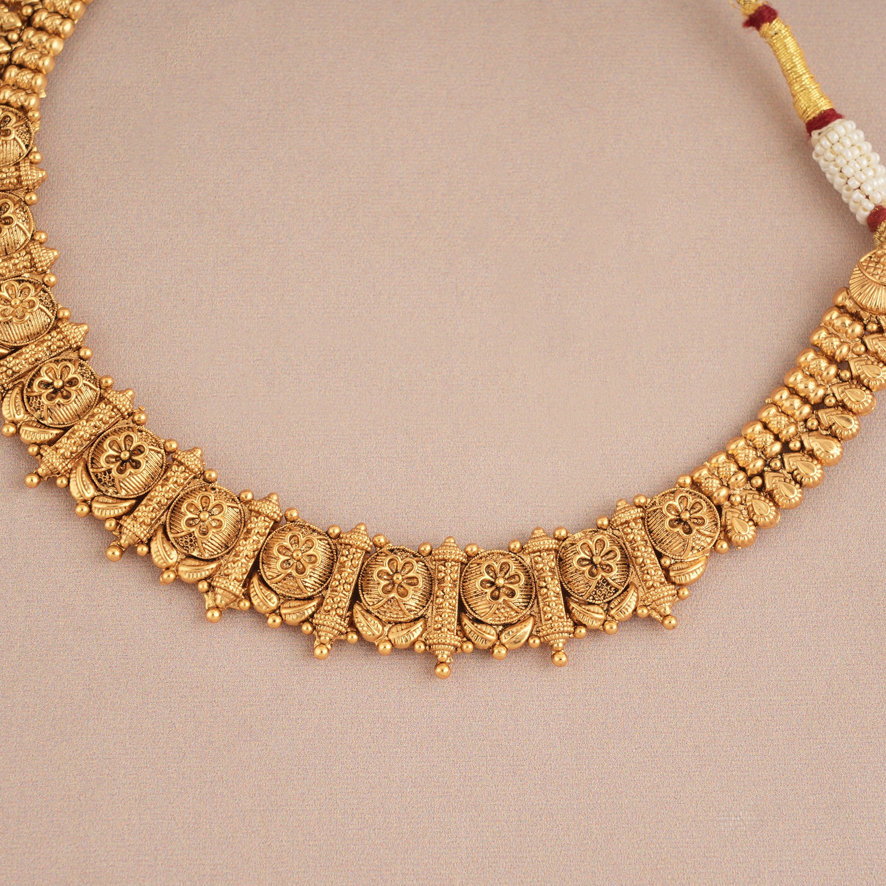 Stunning intricate antique gold plain necklace set