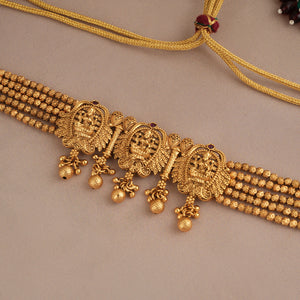Plain Antique gold beautiful ma lakshmi choker necklace set