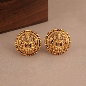 Maa Lakshmi beautiful plain antique gold pendant set  I Temple Jewellery