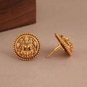 Maa Lakshmi beautiful plain antique gold pendant set  I Temple Jewellery