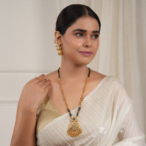 Long stone antique gold beautiful mangalsutra set